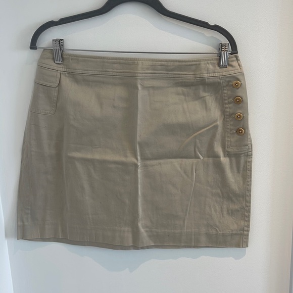 DKNY KHAKI SKIRT WITH SIDE BUTTONS SIZE 12 - Picture 1 of 3